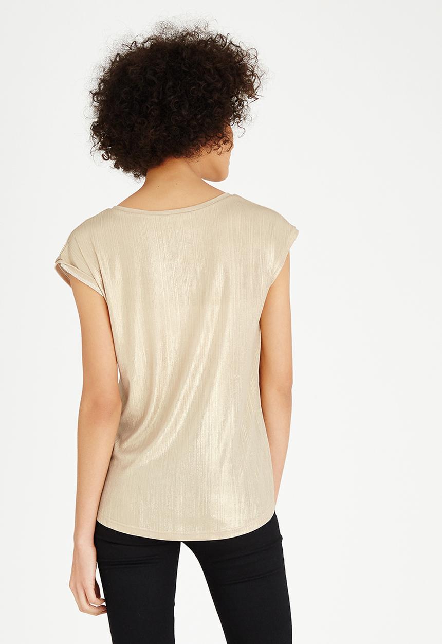 Kate Jordan - Shimmer V-neck Top Gold