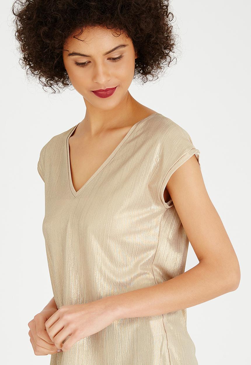 Kate Jordan - Shimmer V-neck Top Gold