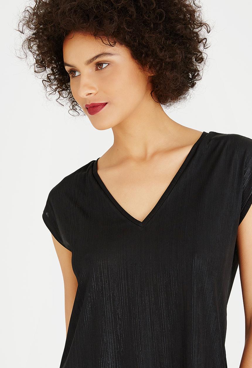 Kate Jordan - Shimmer V-neck Top Black