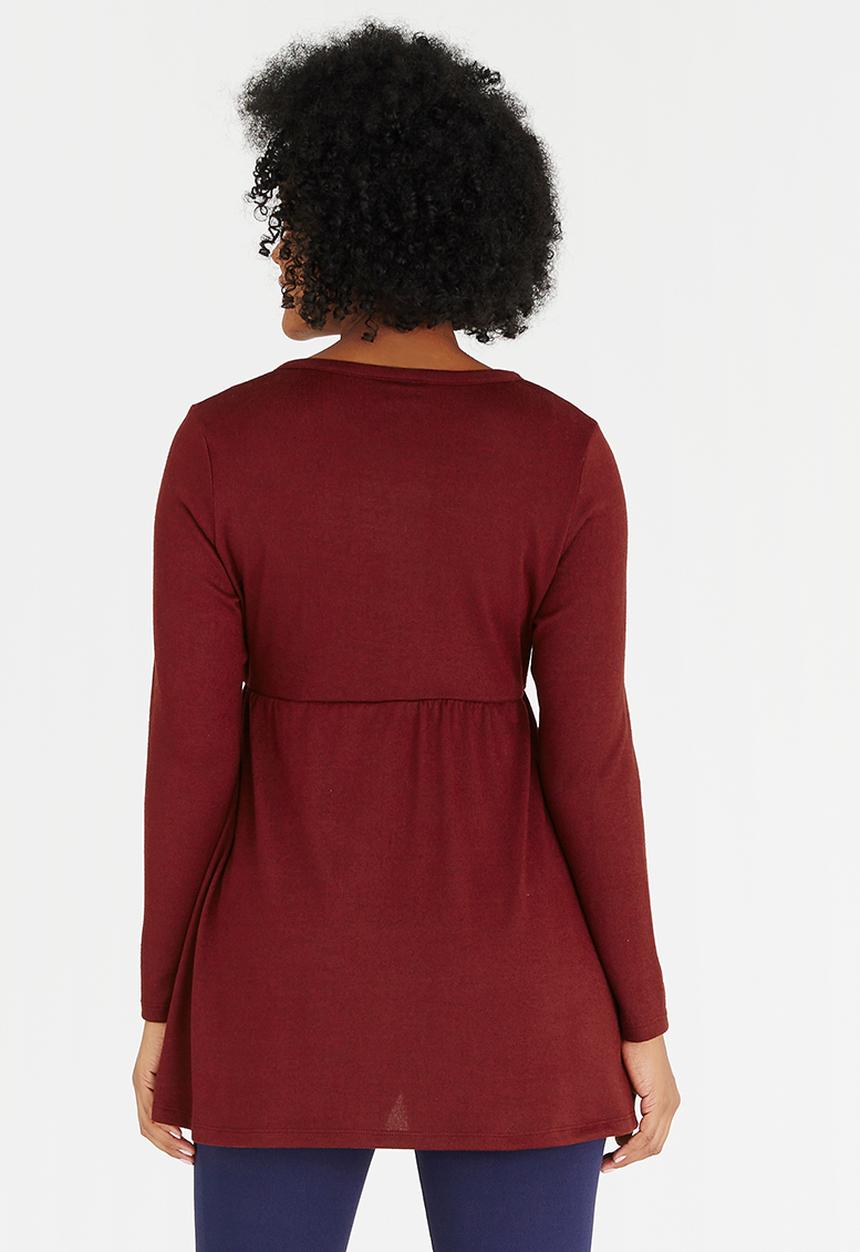 Cherry Melon - Long Sleeve Skater Top Dark Red