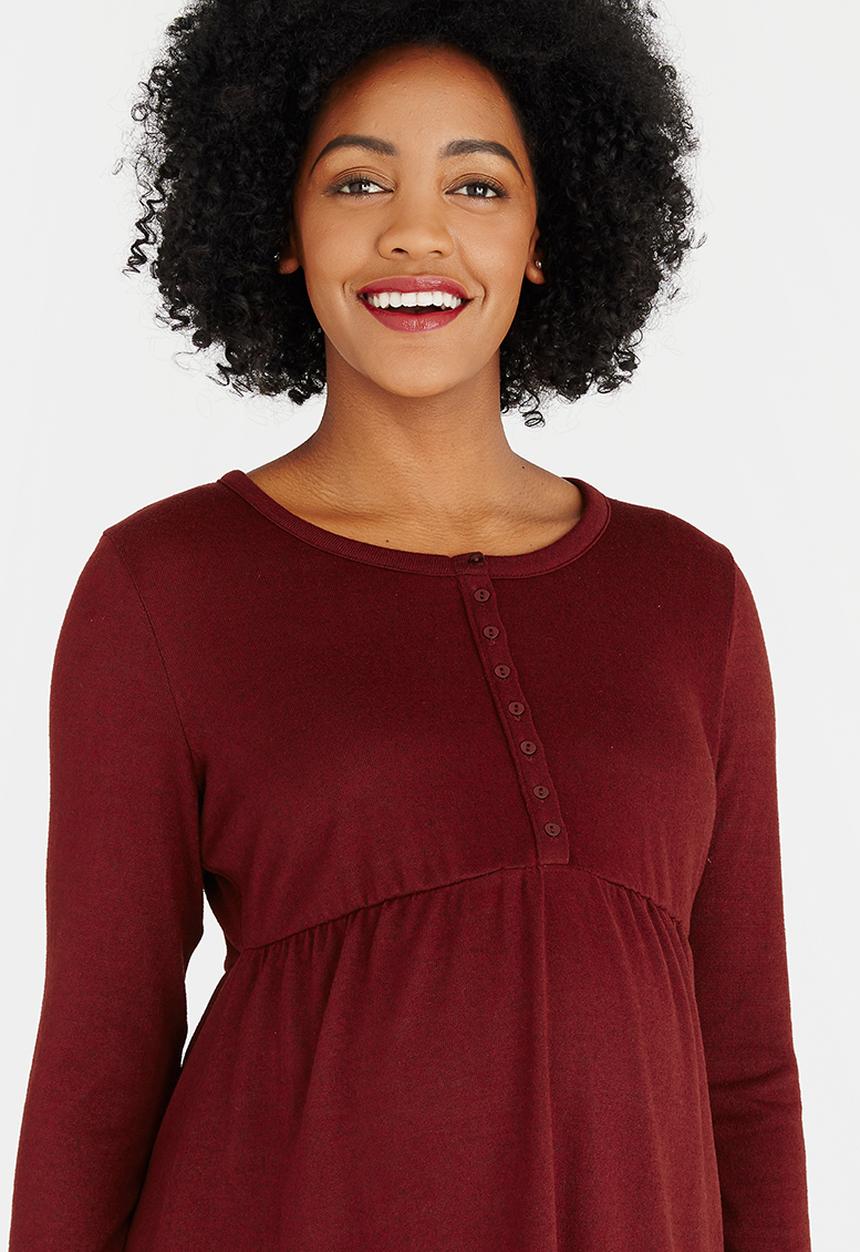 Cherry Melon - Long Sleeve Skater Top Dark Red