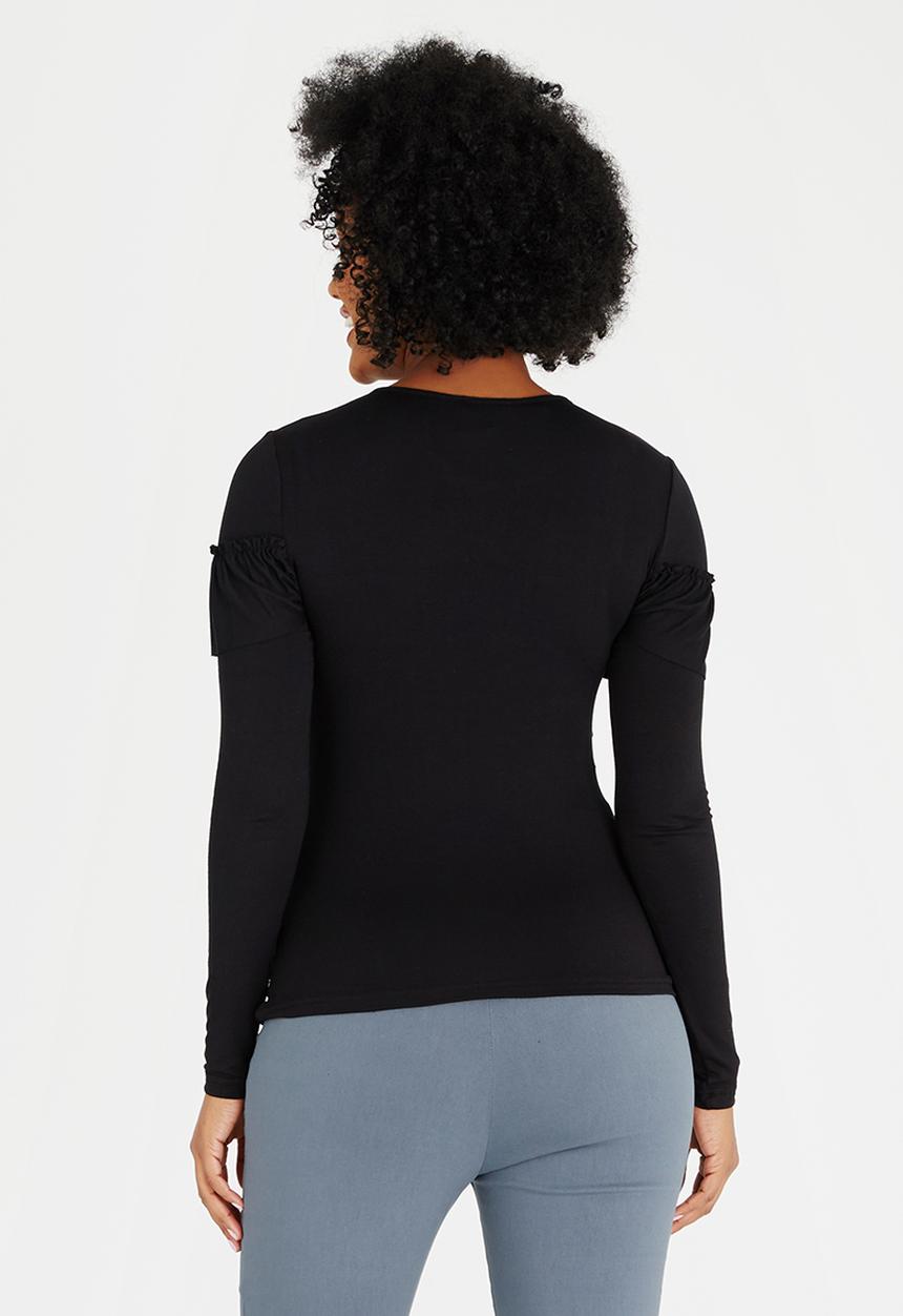 edit Maternity - Frill Knit Top Black