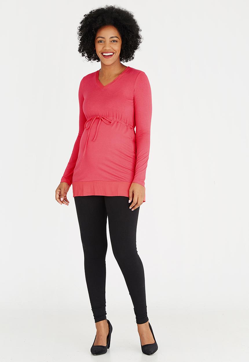 edit Maternity - Mixed Fabric Tunic Coral