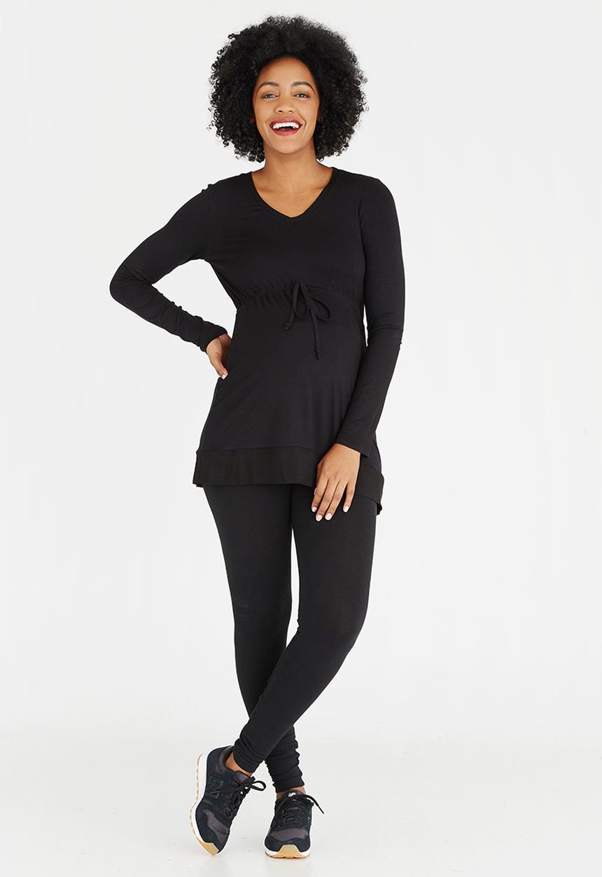 edit Maternity - Mixed Fabric Tunic Black