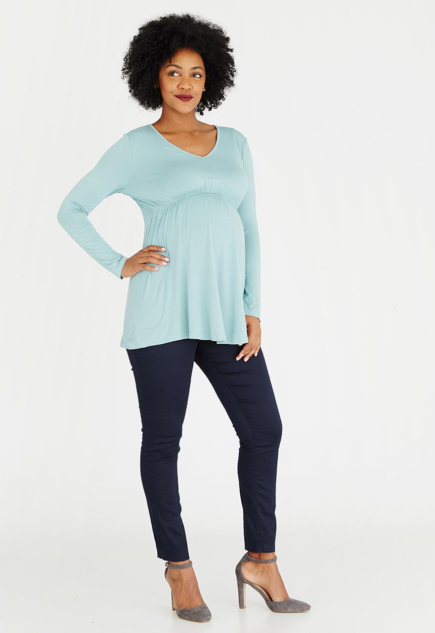 Cherry Melon - Smock Detail Long Sleeve Top Blue