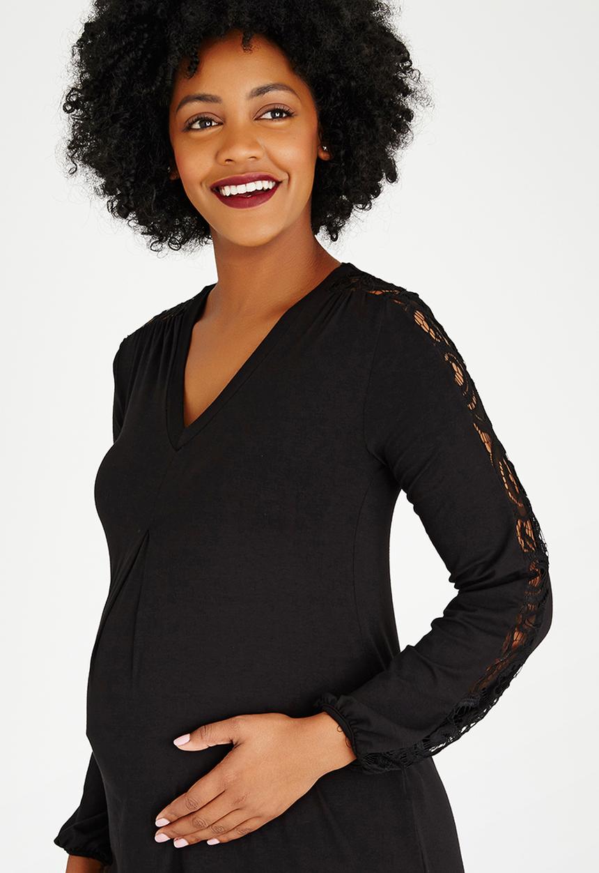 edit Maternity - Inverted Pleat Tunic Black
