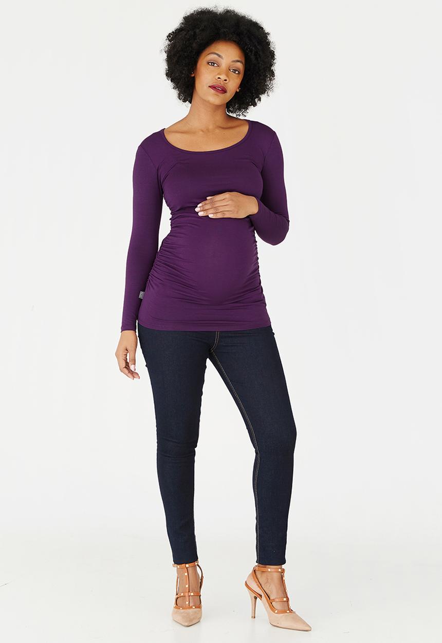 Cherry Melon - Side Gauge Long Sleeve Top Dark Purple