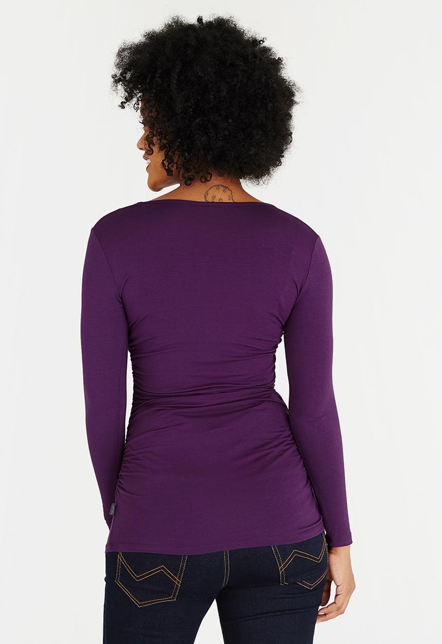 Cherry Melon - Side Gauge Long Sleeve Top Dark Purple