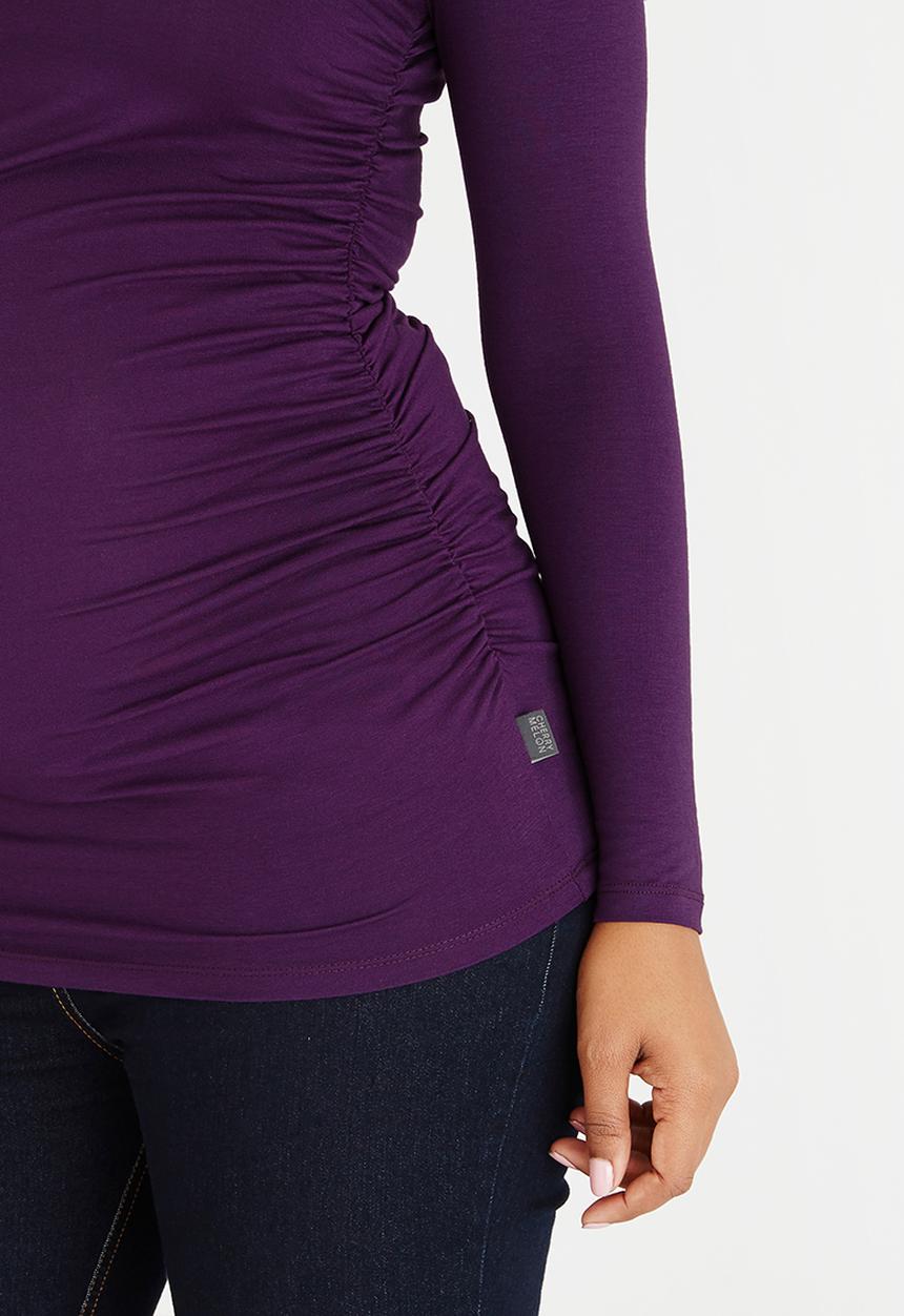Cherry Melon - Side Gauge Long Sleeve Top Dark Purple