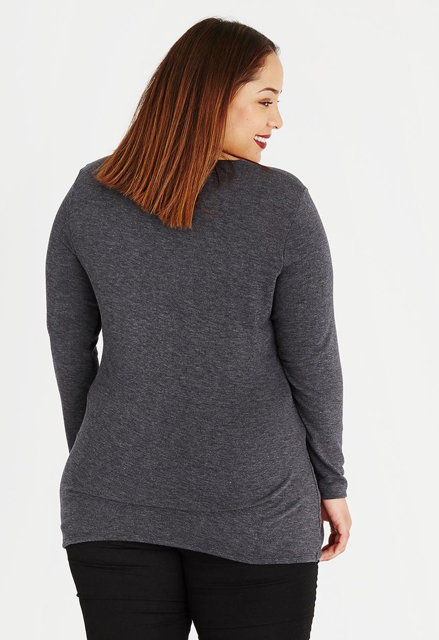 STYLE REPUBLIC PLUS - Wrap Top Charcoal