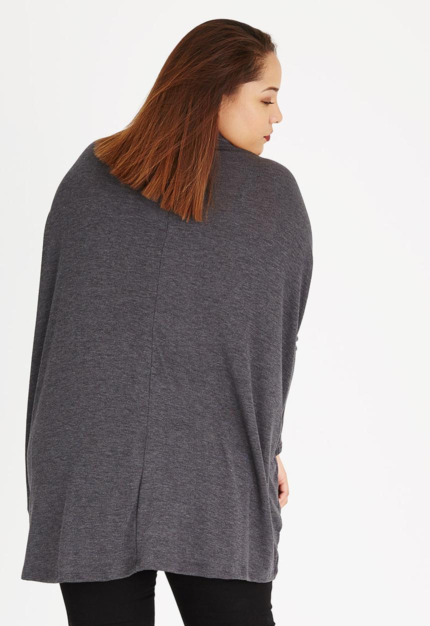 STYLE REPUBLIC PLUS - Wrap Front Pull Over Dark Grey