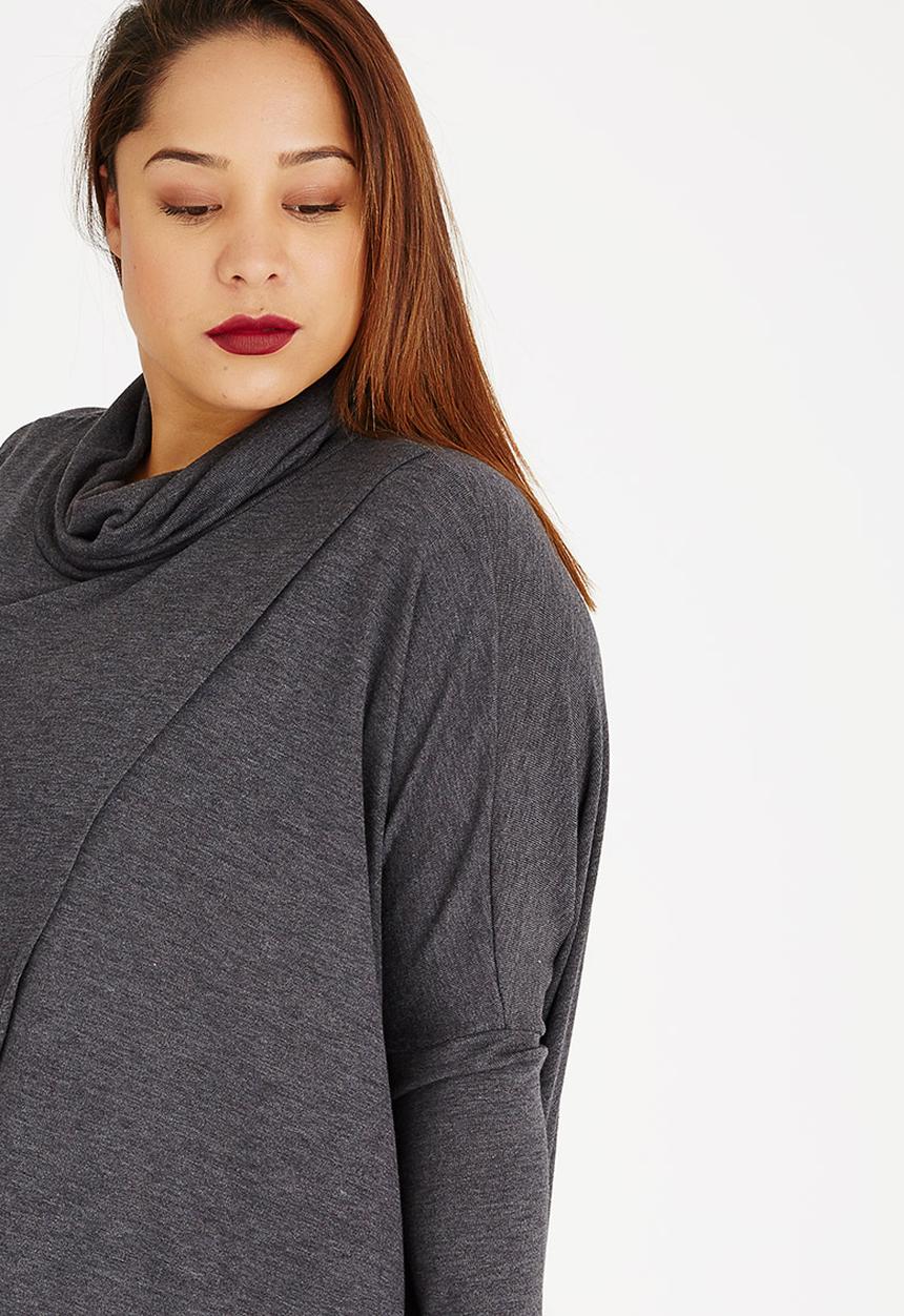 STYLE REPUBLIC PLUS - Wrap Front Pull Over Dark Grey