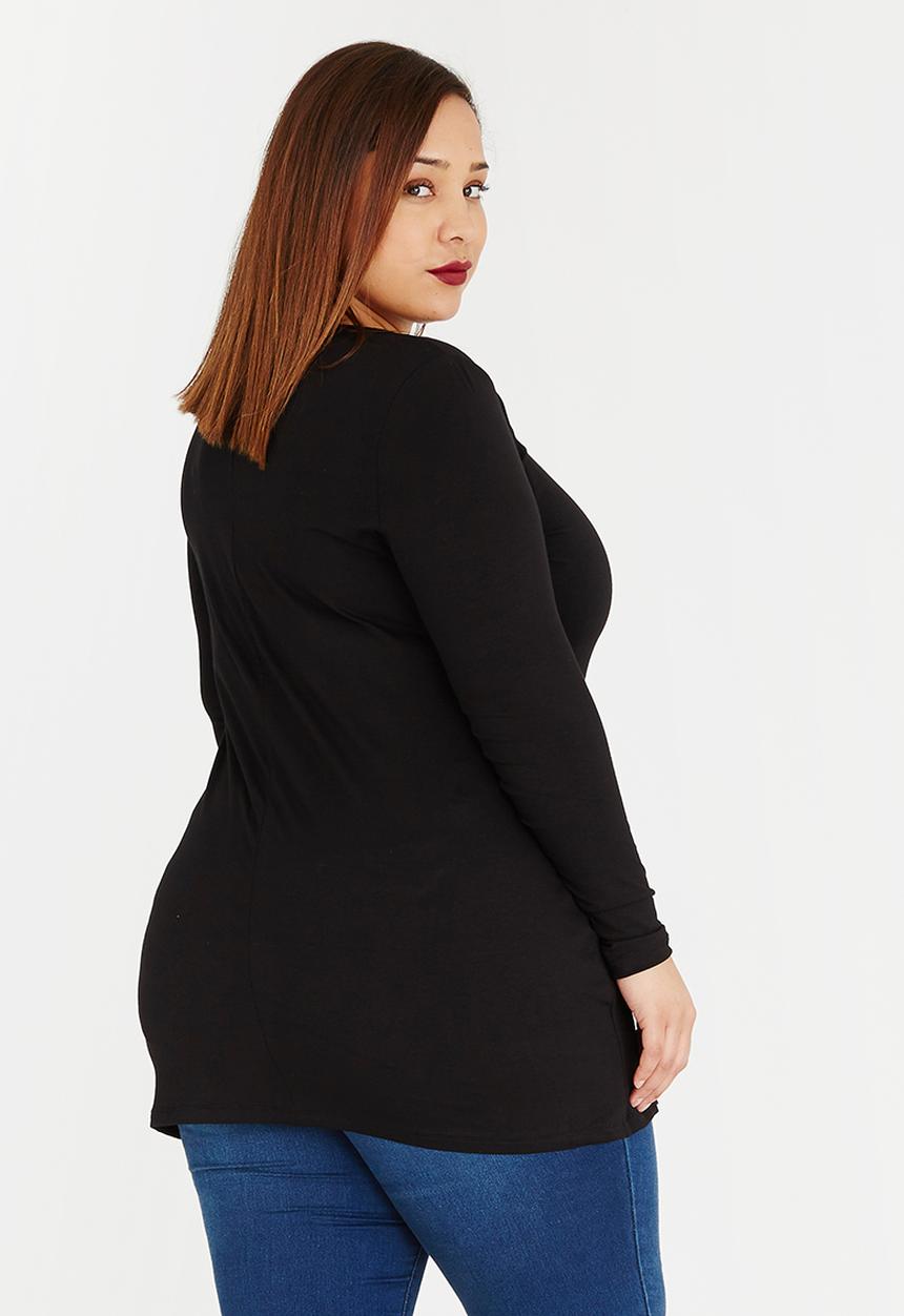 edit Plus - Envelope Neck Tunic Black