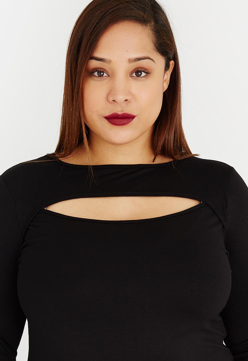 edit Plus - Envelope Neck Tunic Black