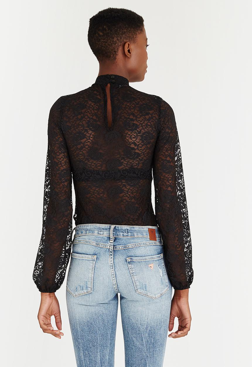 STYLE REPUBLIC - Sheer Bodysuit Black
