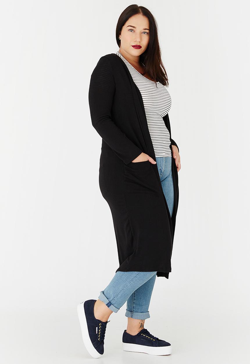 edit Plus - Longer Length Knit Cardigan Black