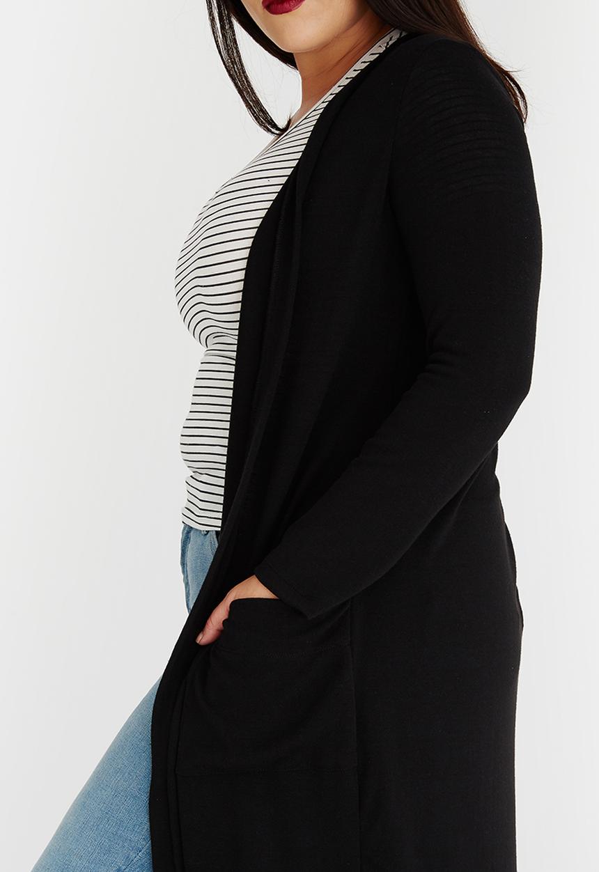 edit Plus - Longer Length Knit Cardigan Black