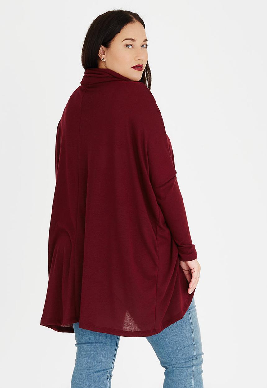 STYLE REPUBLIC PLUS - Wrap Front Pull Over Dark Red