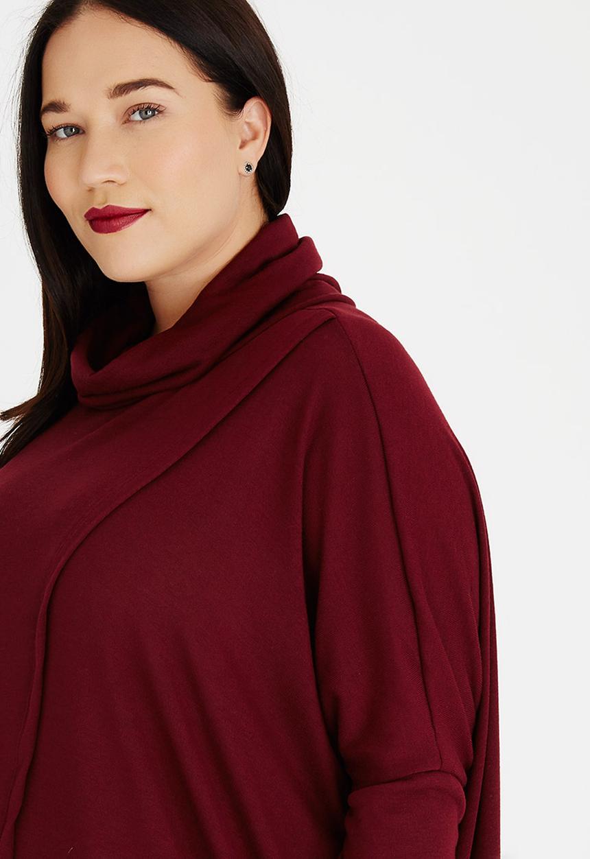 STYLE REPUBLIC PLUS - Wrap Front Pull Over Dark Red