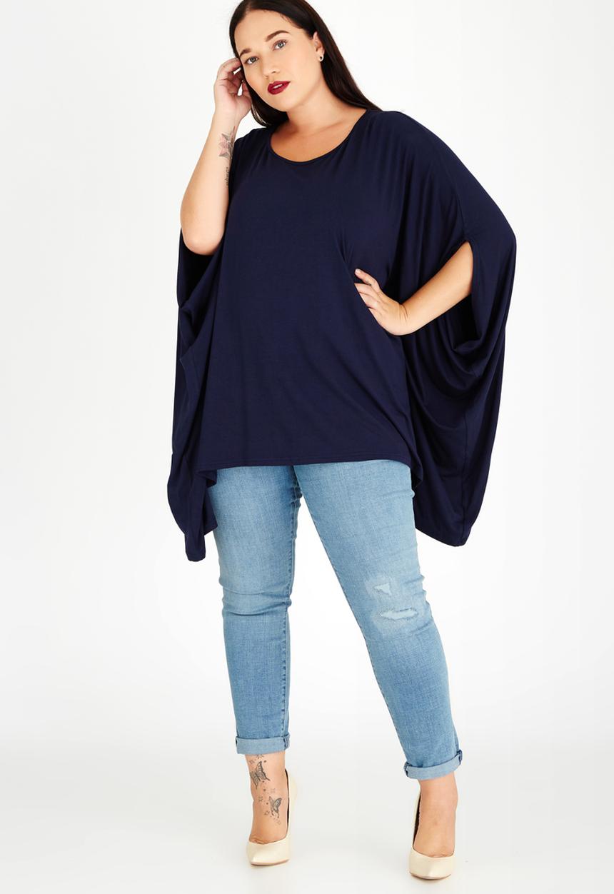 STYLE REPUBLIC PLUS - Volume Hanky Hem Tunic Navy