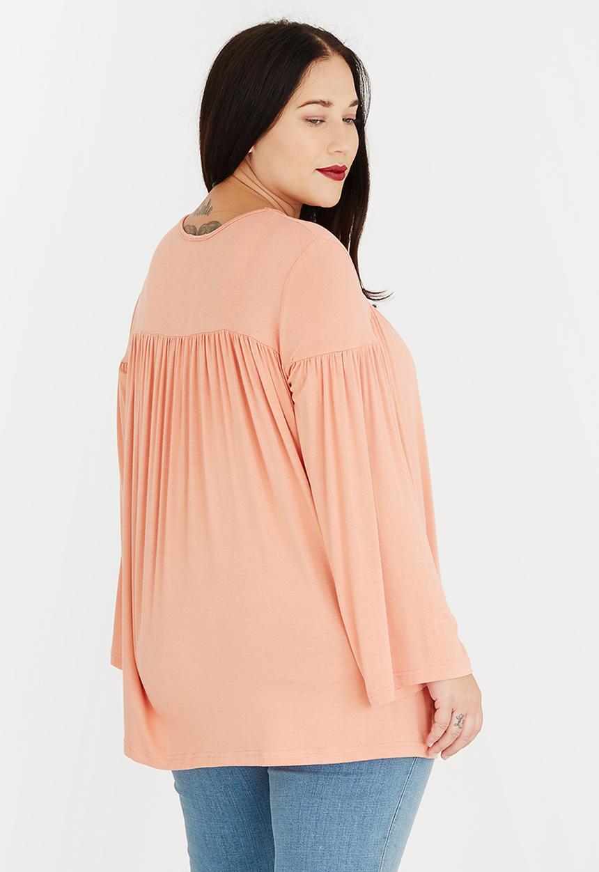 edit Plus - Volume Sleeve Top Coral