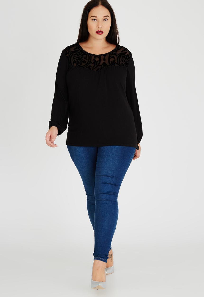 STYLE REPUBLIC PLUS - Embroidered Blouse Black