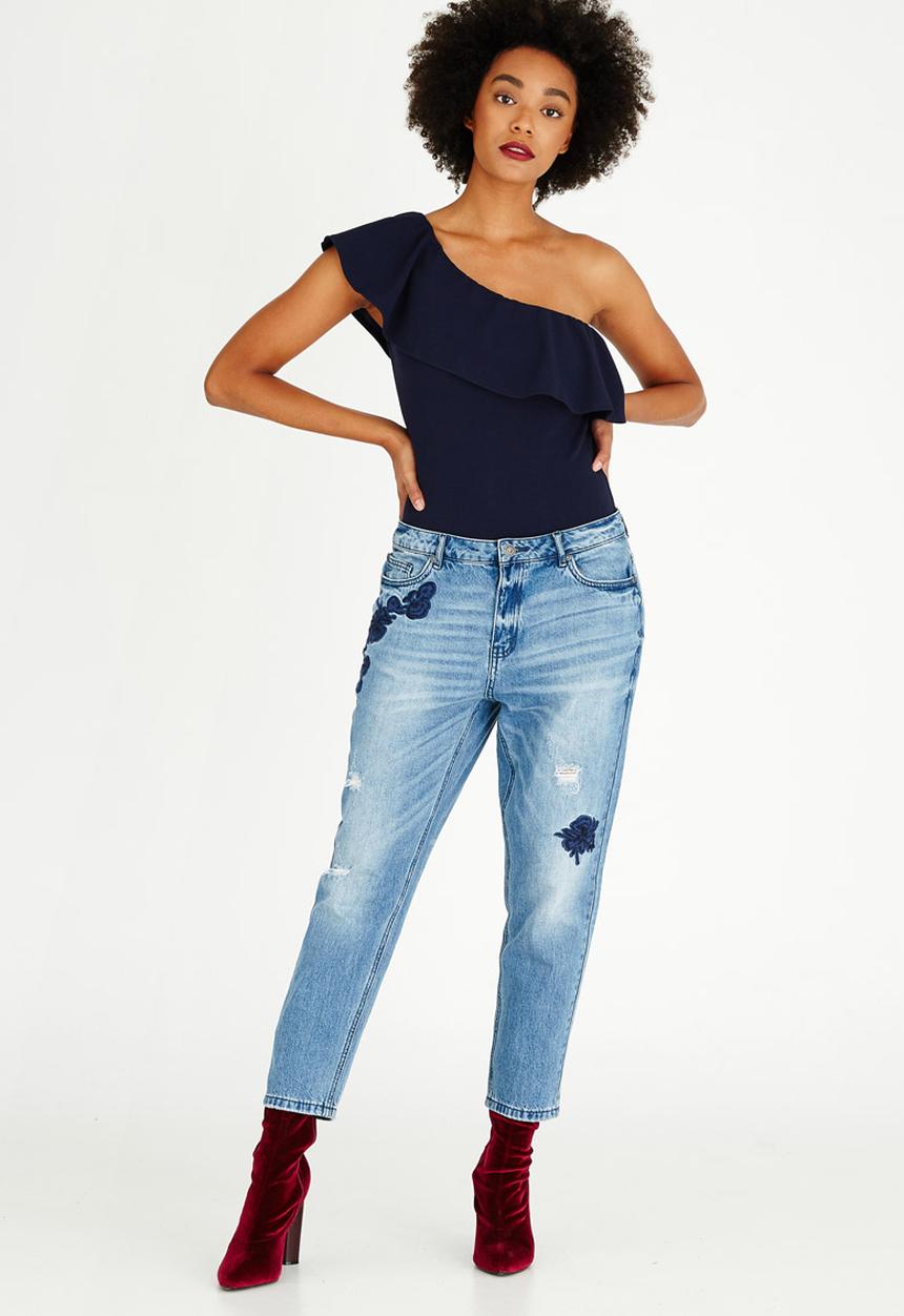 STYLE REPUBLIC - Asymmetrical Bodysuit Navy