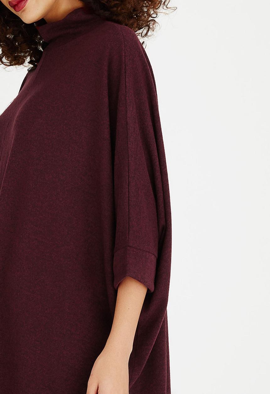 edit - Oversized Long-sleeve Poncho Burgundy