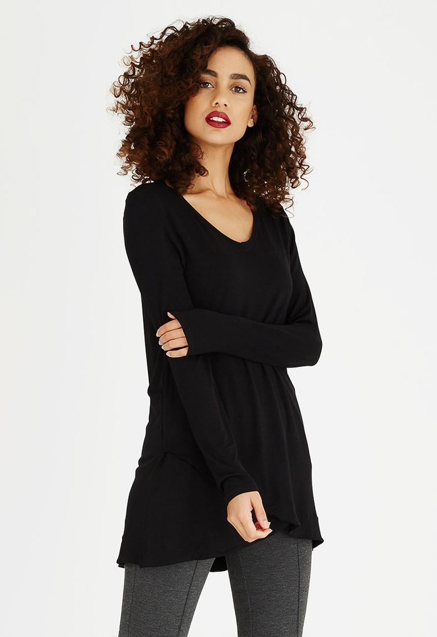 edit - V-neck Tunic Black