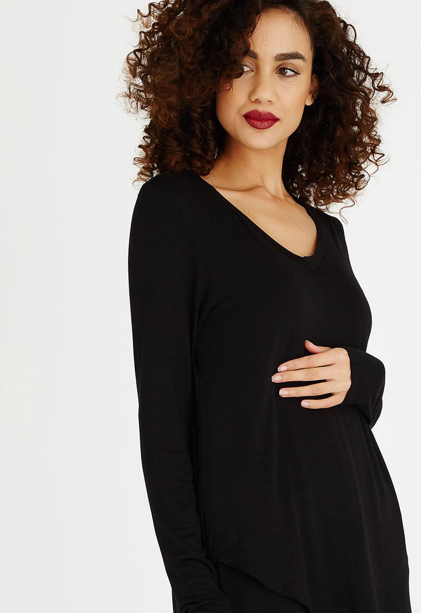 edit - V-neck Tunic Black