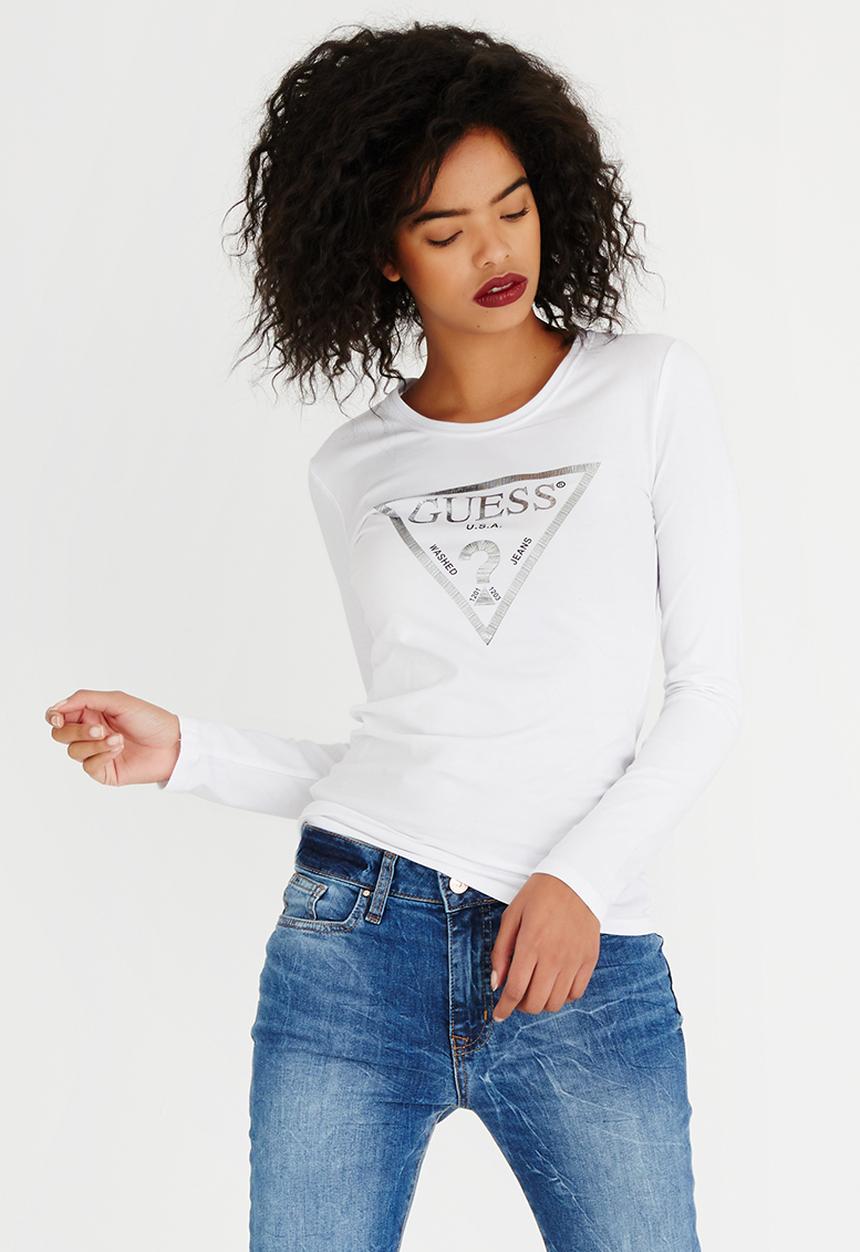GUESS - Guess Fine Lines Logo Tee White