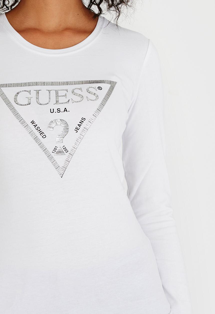 GUESS - Guess Fine Lines Logo Tee White