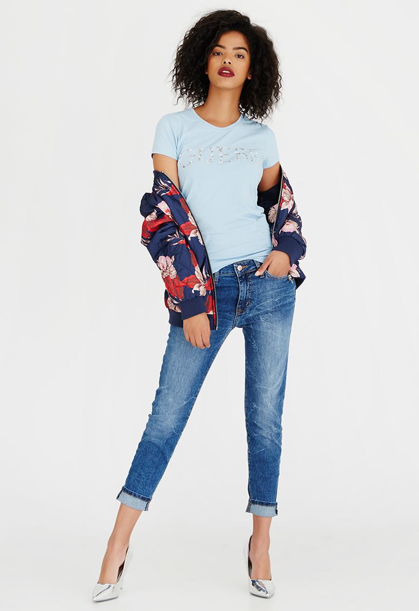 GUESS - Guess Bedazzled Logo Tee Pale Blue