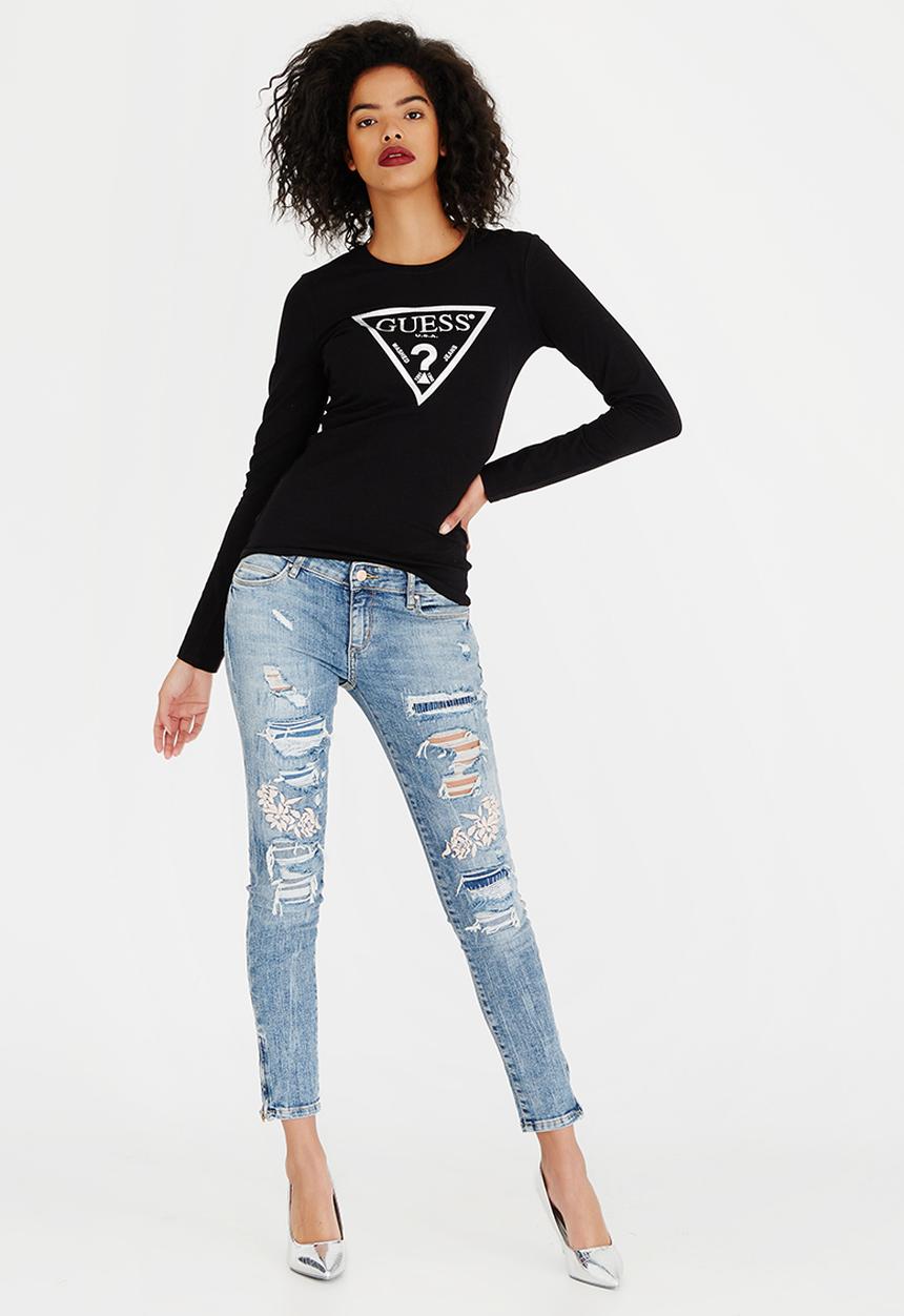 GUESS - Guess Fine Lines Logo Tee Black