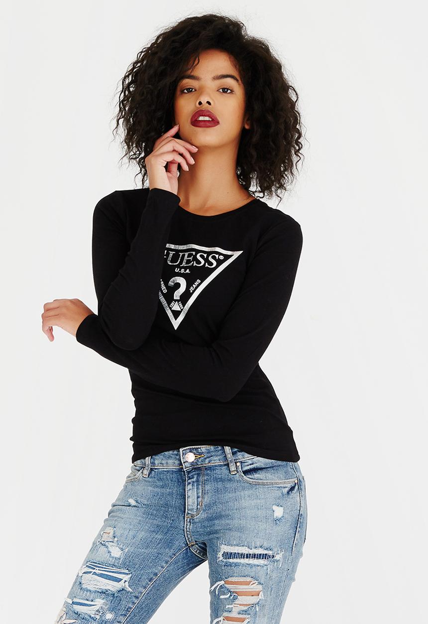 GUESS - Guess Fine Lines Logo Tee Black