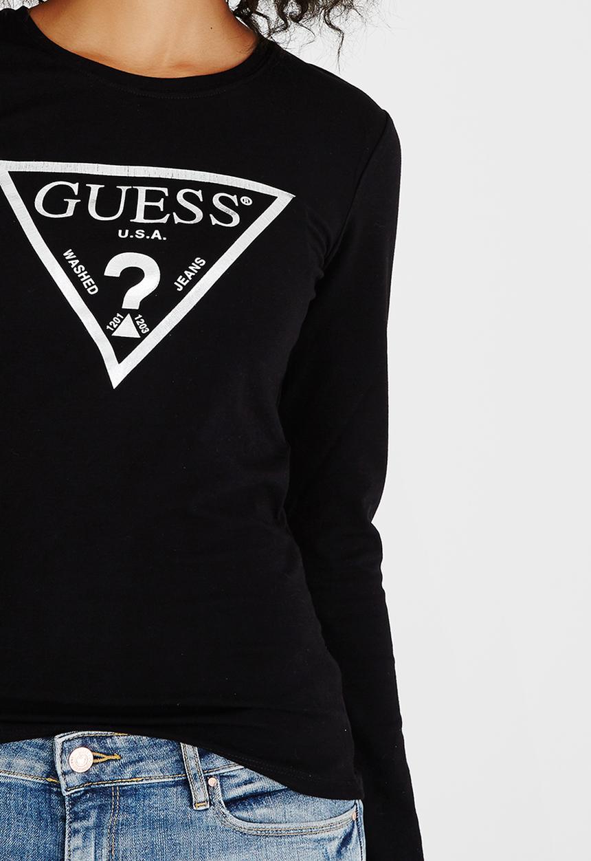 GUESS - Guess Fine Lines Logo Tee Black