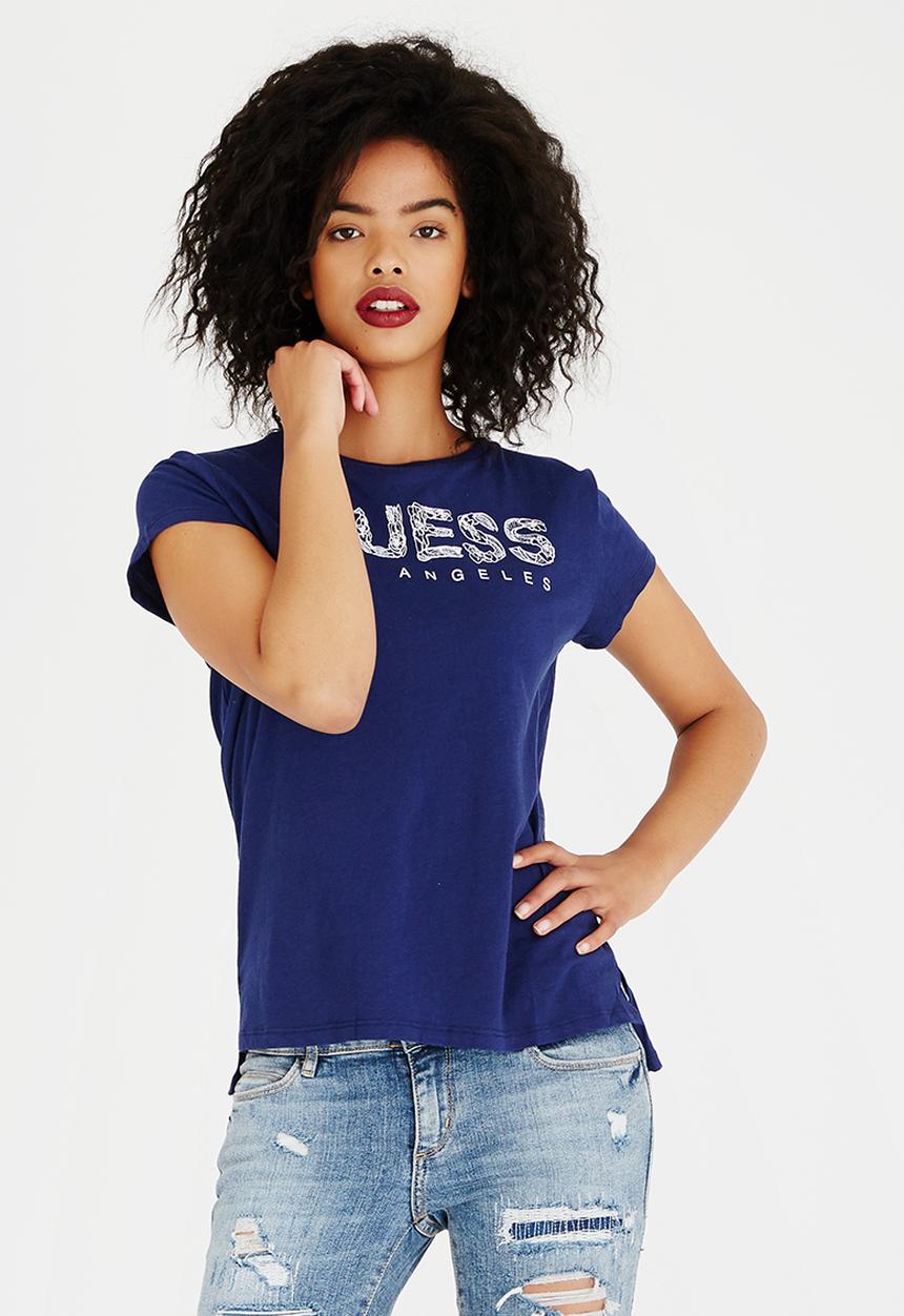 GUESS - Guess Triangle Logo Tee Navy