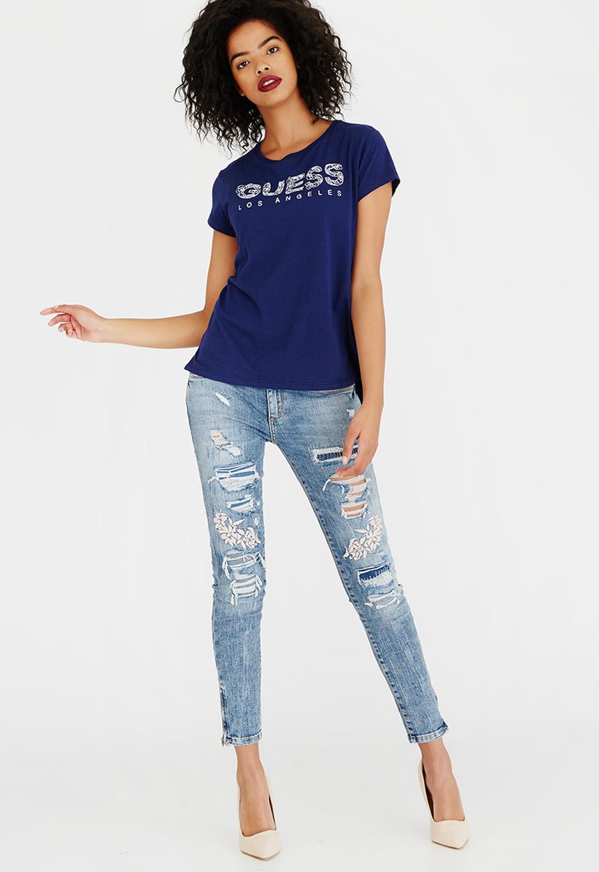GUESS - Guess Triangle Logo Tee Navy