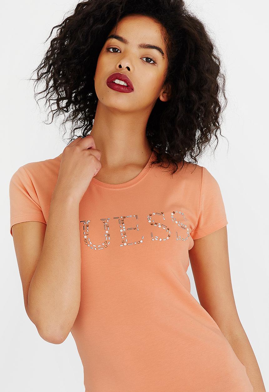 GUESS - Guess Bedazzled Logo Tee Peach