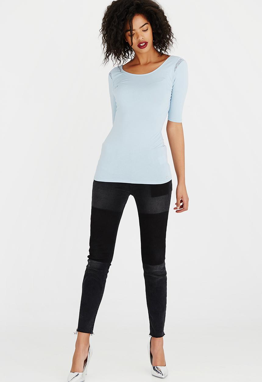 GUESS - Guess Half Sleeve Aniya Criss Cross Tee Blue