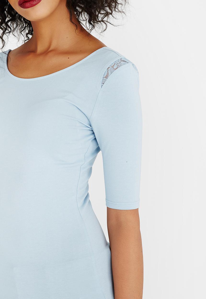 GUESS - Guess Half Sleeve Aniya Criss Cross Tee Blue