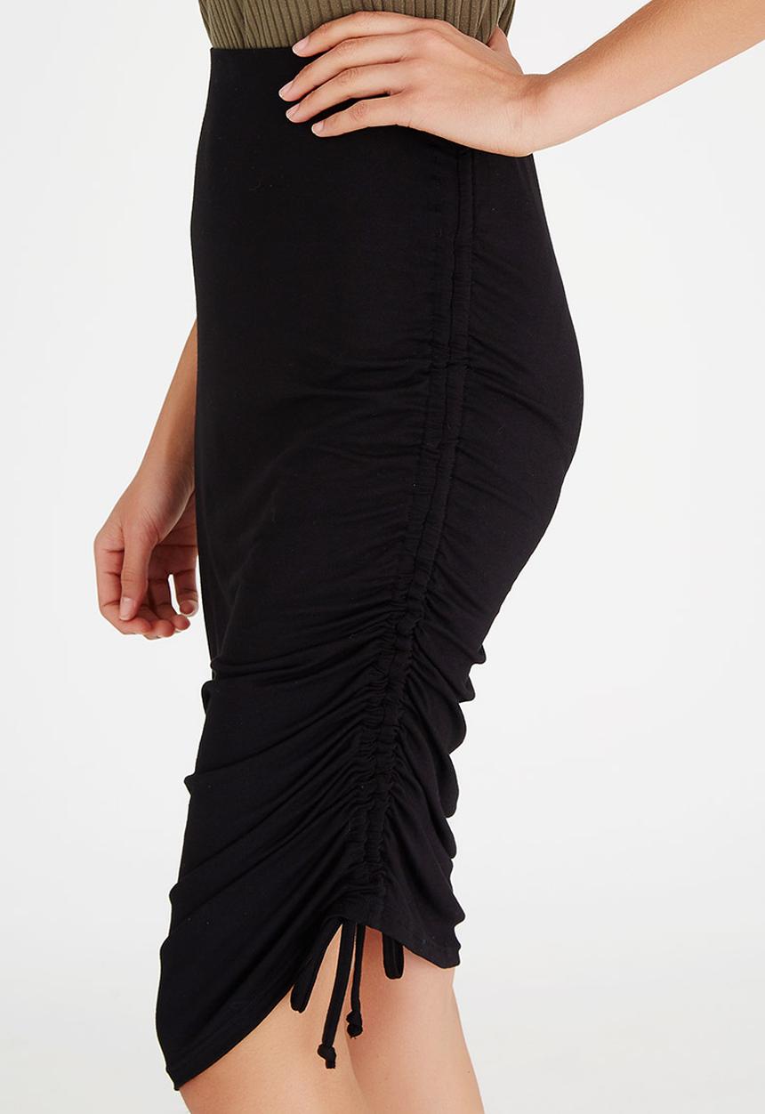 c(inch) - Drawcord Bodycon Skirt Black