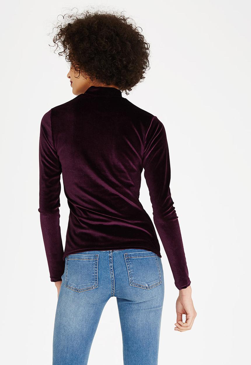 c(inch) - Highneck Velour Top Dark Purple