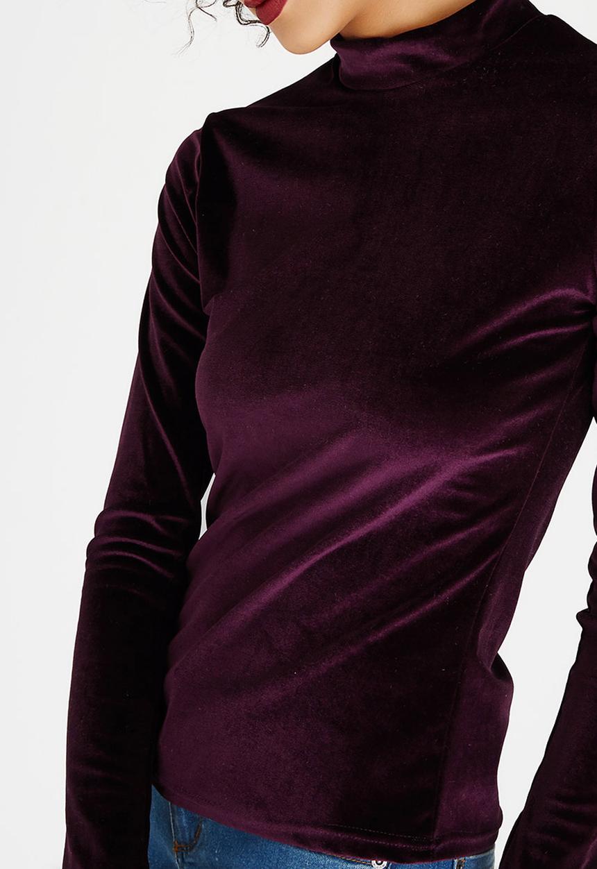 c(inch) - Highneck Velour Top Dark Purple