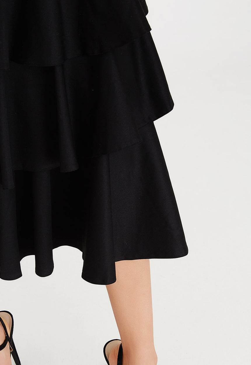 STYLE REPUBLIC - Frill Layer Midi Skirt Black