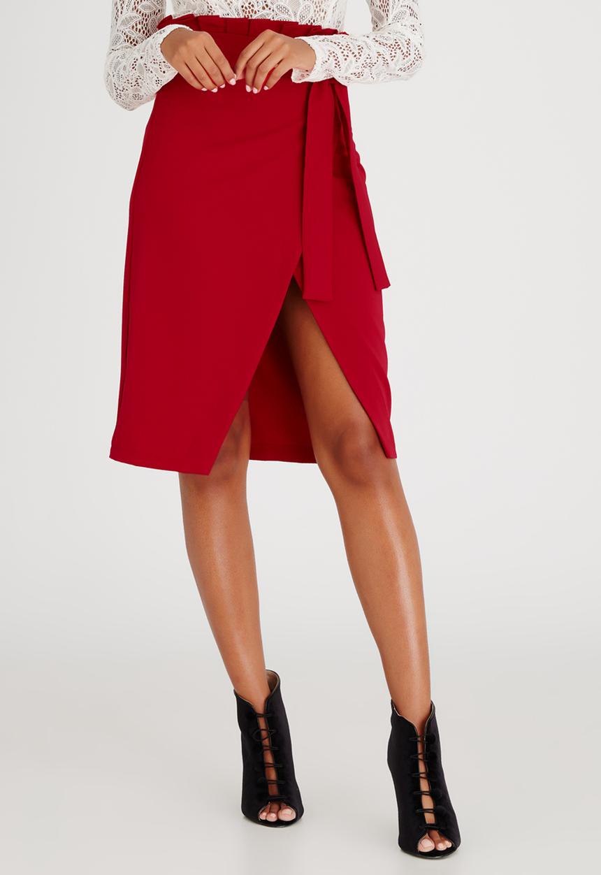 STYLE REPUBLIC - Wrap Midi Skirt Red