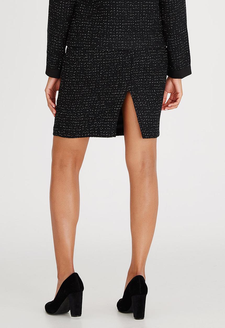 edit - Metallic Tweed Skirt Black