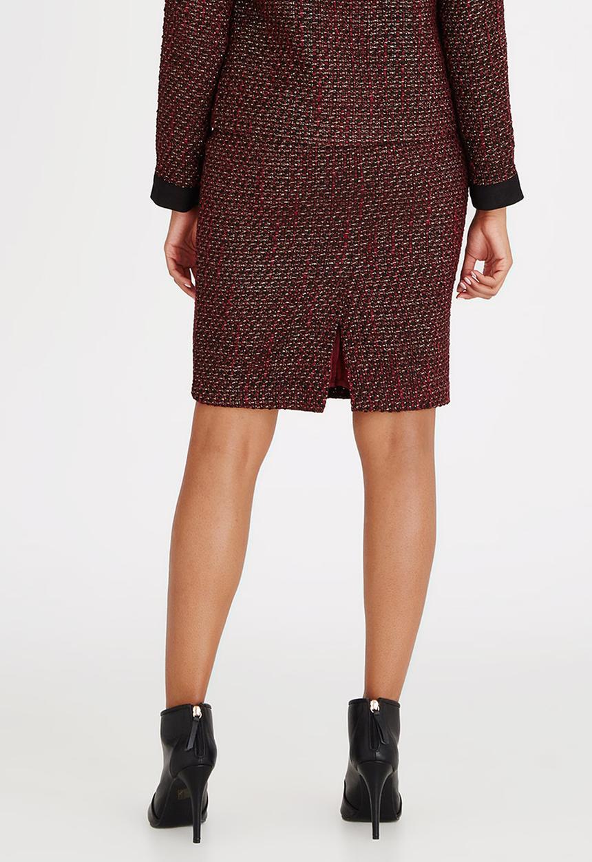 edit - Metallic Tweed Skirt Burgundy