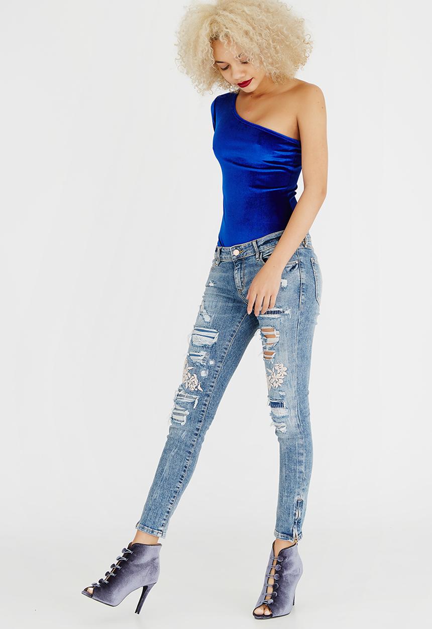 c(inch) - One Shoulder Bodysuit Cobalt