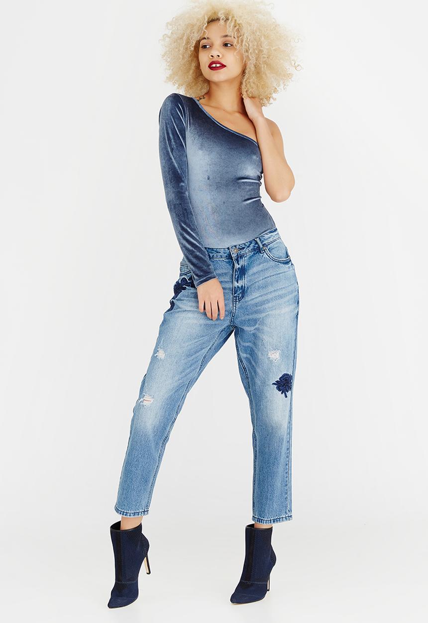c(inch) - One Shoulder Bodysuit Grey